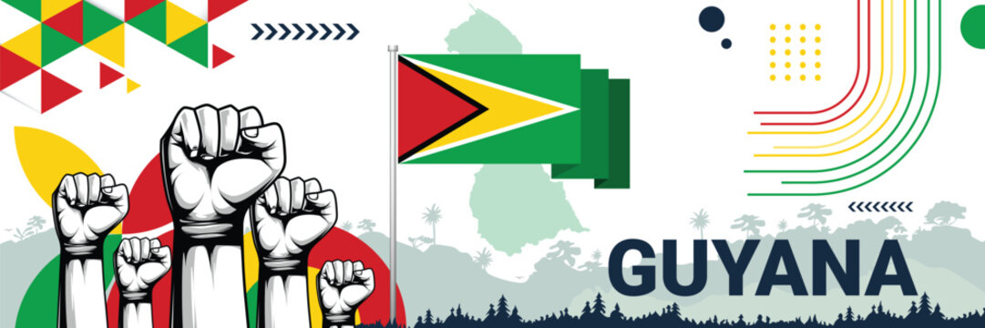 Celebrate Guyana independence in style with bold and iconic flag colors. raising fist in protest or showing your support, this design is sure to catch the eye and ignite your patriotic spirit!