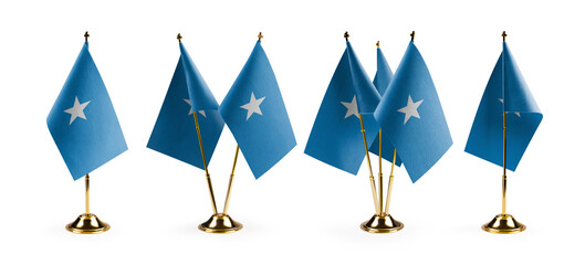 Small national flags of the Somalia on a white background