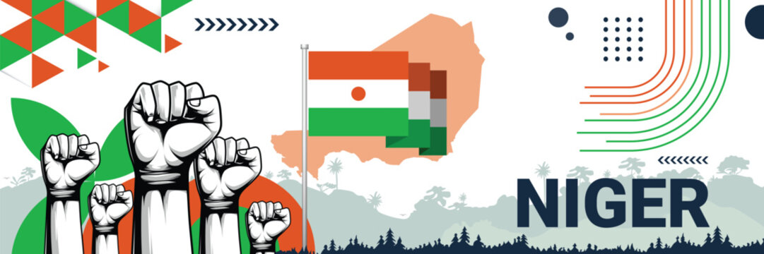 Celebrate Niger independence in style with bold and iconic flag colors. raising fist in protest or showing your support, this design is sure to catch the eye and ignite your patriotic spirit! - Powered by Adobe