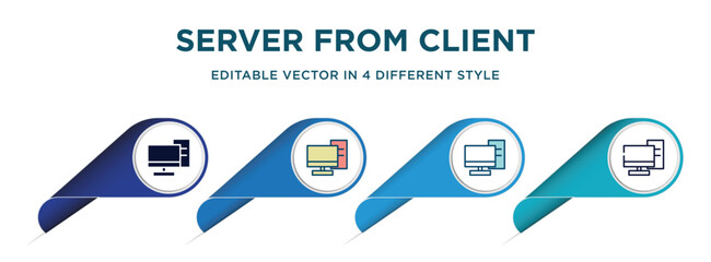 server from client icon in 4 different styles such as filled, color, glyph, colorful, lineal color. set of vector for web, mobile, ui