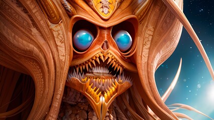 Fototapeta premium Hybrid between human and alien, generative Ai, human, alien, new species, technology, innovation, planet, graffiti, animal