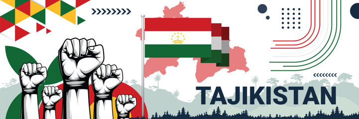 Celebrate Tajikistan independence in style with bold and iconic flag colors. raising fist in protest or showing your support, this design is sure to catch the eye and ignite your patriotic spirit!