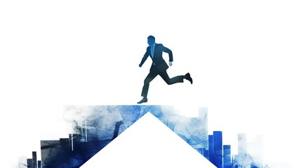 Businessman in a dynamic movement pose, concept of rapid adaption in a fast moving business landscape. Agility, resilience, and proactive approach in today's volatile business world. Generative AI