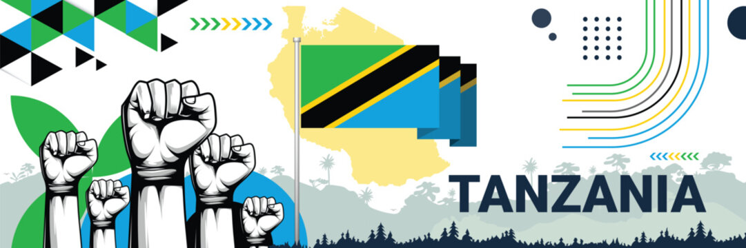 Celebrate Tanzania independence in style with bold and iconic flag colors. raising fist in protest or showing your support, this design is sure to catch the eye and ignite your patriotic spirit! - Powered by Adobe