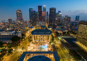 Fototapeta na wymiar Los Angeles CA architecture at dusk