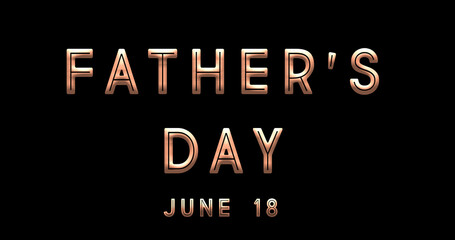 Happy Father’s Day, June 18. Calendar of June Text Effect, design