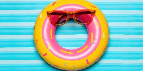 inflatable ring , sunglass summer, with generative ai