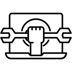 Technical Support Icon. Computer Help Service Symbol Stock Illustration. Vector Line Icons For UI Web Design And Presentation