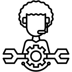 Technical Support Icon. Customer Call Center Symbol Stock Illustration. Vector Line Icons For UI Web Design And Presentation