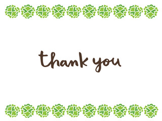 かわいい緑のカーネーションのフレームとThankyouの文字／手描きイラスト素材