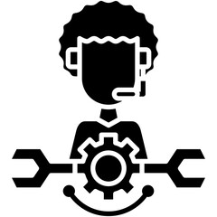 Technical Support Icon. Customer Call Center Symbol Stock Illustration. Vector Solid Icons For UI Web Design And Presentation