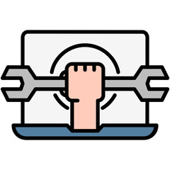 Technical Support Icon. Computer Help Service Symbol Stock Illustration. Vector Filled Line Icons For UI Web Design And Presentation