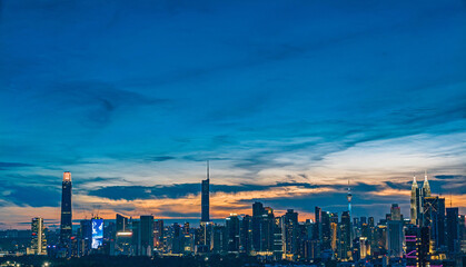 Fototapeta na wymiar Cityscape of Kuala Lumpur cityscape during sunset blue hours