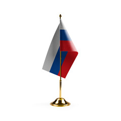 Small national flag of the Slovenia on a white background