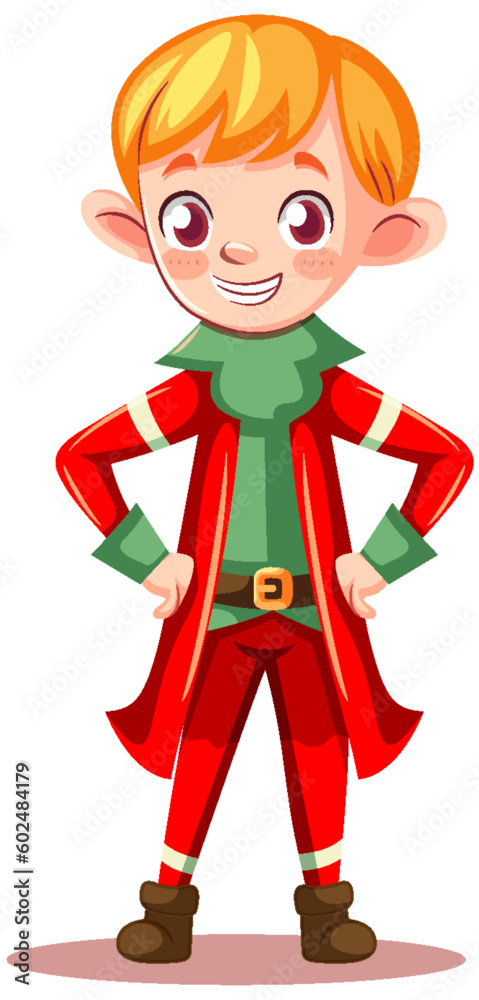 Wall mural Adorable Christmas Elf Cartoon Character