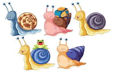 Set of snail cartoon character © GraphicsRF