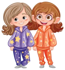 Fotobehang Kinderen Cute cartoon character in pajamas