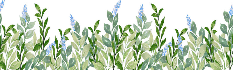 Watercolor Leaves Border. Botanical Frame clipart.