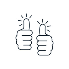 Two fists with fingers up. Complete approval. Full support. Emotional gesture. Vector linear icon isolated on white background.