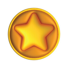 3D Gold Star badge realistic icon, Golden Star badge symbol vector illustration