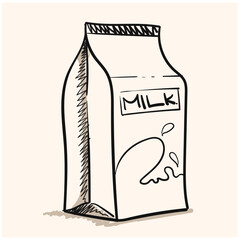 milk box doodle icon vector