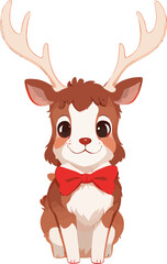 Vector illustration of a cartoon deer. Hand-drawn isolated animal drawing on white background