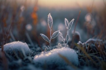 frost on the grass ai generated