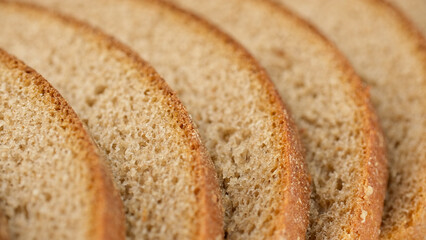 Sliced rye bread close up