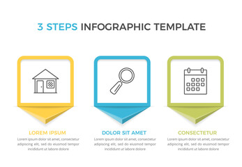 Infographic template with 3 steps with icons and place for your text