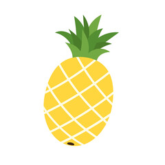 Pineapple sweet natural healthy Fruit . Tropical food icon. Ripe vitamin organic vegetarian eating. Flat vector illustration isolated on white background