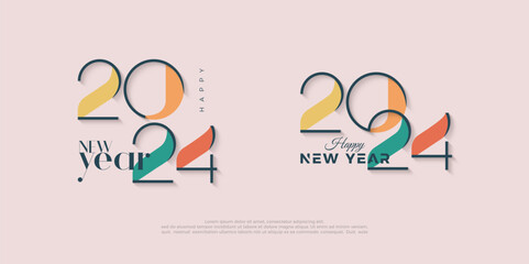 Retro vintage 2024 happy new year celebration design. With elegant classic numbers. Premium vector design for greeting and celebration of happy new year 2024.