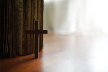 The cross of God in the rays of the sun. Background of religions