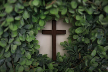 The cross of God in the rays of the sun. Background of religions