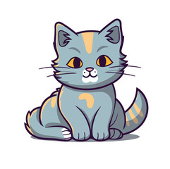 Cat Cute Kitten Sitting Vector Cartoon Icon Mascot Illustration