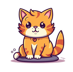 Cat Cute Kitten Sitting Vector Cartoon Icon Mascot Illustration