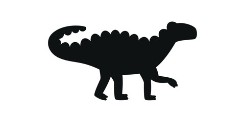 Flat vector silhouette illustration of iguanodon dinosaur