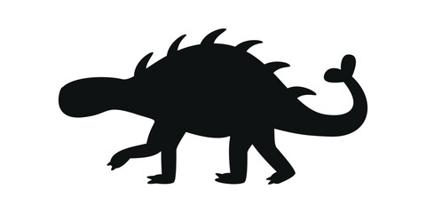 Flat vector silhouette illustration of dinosaur