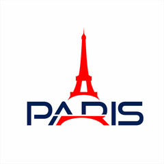 Fototapeta na wymiar Eiffel tower silhouette with word Paris.
