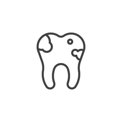 Dental caries line icon