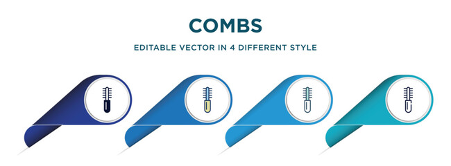 combs icon in 4 different styles such as filled, color, glyph, colorful, lineal color. set of vector for web, mobile, ui