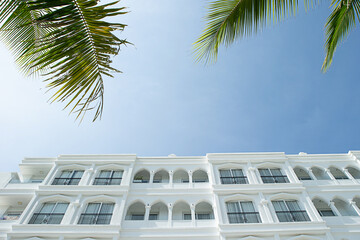 Fototapeta premium trees in front of a hotel