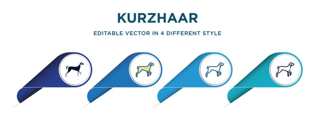 kurzhaar icon in 4 different styles such as filled, color, glyph, colorful, lineal color. set of vector for web, mobile, ui