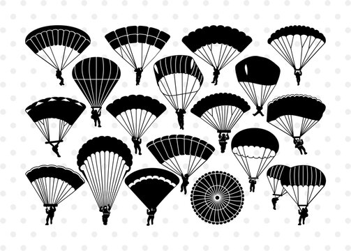 Paratroopers Silhouette, Paratroopers SVG, Army Svg, Parachutes Svg, Sky Diving Svg, Paratroopers Bundle, SB00925