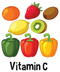 Colorful Vitamin C-Rich Foods Vector
