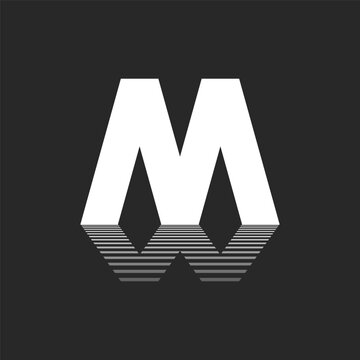 Monogram bold letter M logo with reflection W letter, initials MW or WM symbol design idea, creative identity fashion emblem.