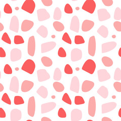 Abstract seamless pattern with pink spots. Vector doodle illustration on white background. spots for fabrics, textiles, and ect.