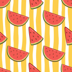 colorful seamless pattern watermelon with doodle style