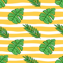 cute colorful tropical leaf seamless pattern