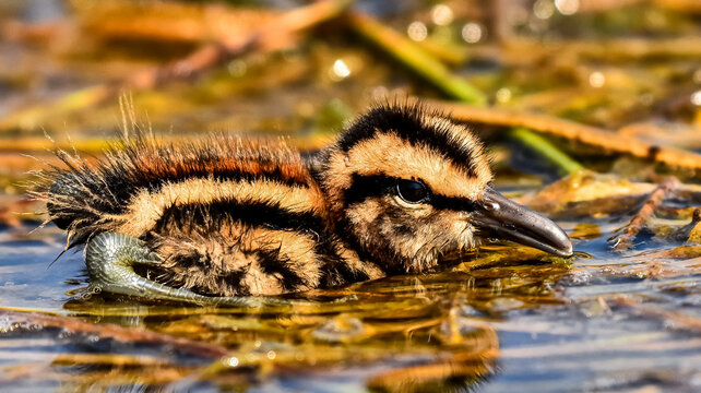 Jacana chik in the water