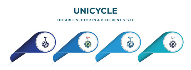 unicycle icon in 4 different styles such as filled, color, glyph, colorful, lineal color. set of vector for web, mobile, ui © VectorStockDesign